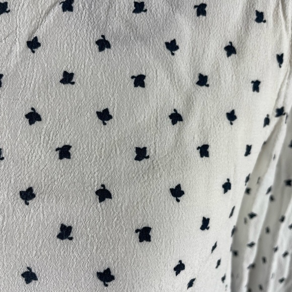 Zara Paisley & Geometric Polkadot Long Sleeve White & Blue Pattern Blouse Medium - Picture 9 of 12